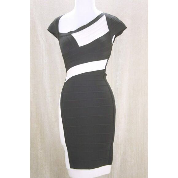 Herve Leger Amber Cap Sleeve Bandage Dress Size Small - Picture 2 of 11
